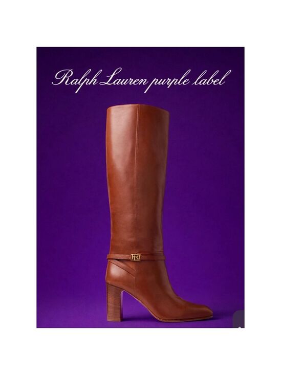 Ralph Lauren Purple Label Shoes - NIB Purple Label RL Brown Raygan Burnished Calfskin Heeled Boots 39/8.5